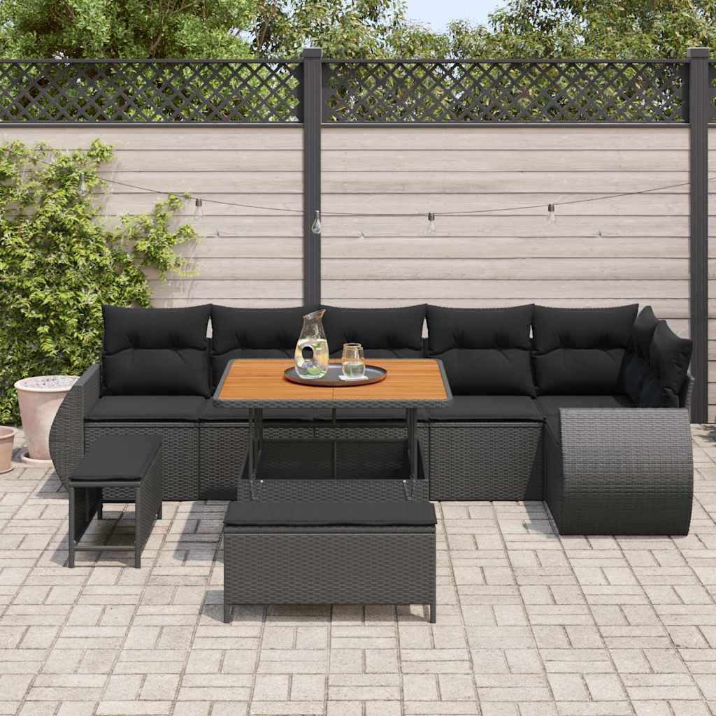 8721288420039_mo-im_en_hd_2 vidaXL Garden Sofa Set Height-Adjustable 9 pcs Black Poly Rattan - Image 3