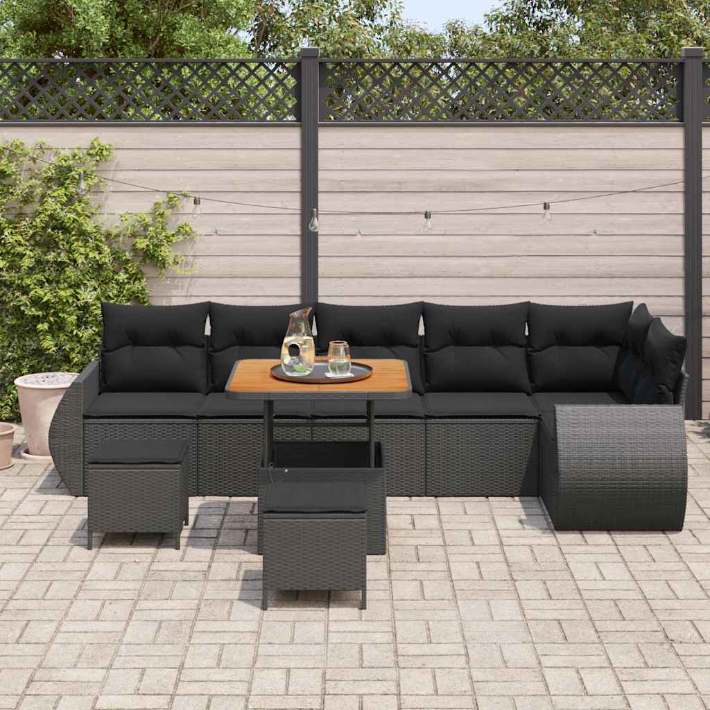 8721288420084_mo-im_en_hd_2 vidaXL Garden Sofa Set Height-Adjustable 9 pcs Black Poly Rattan - Image 3