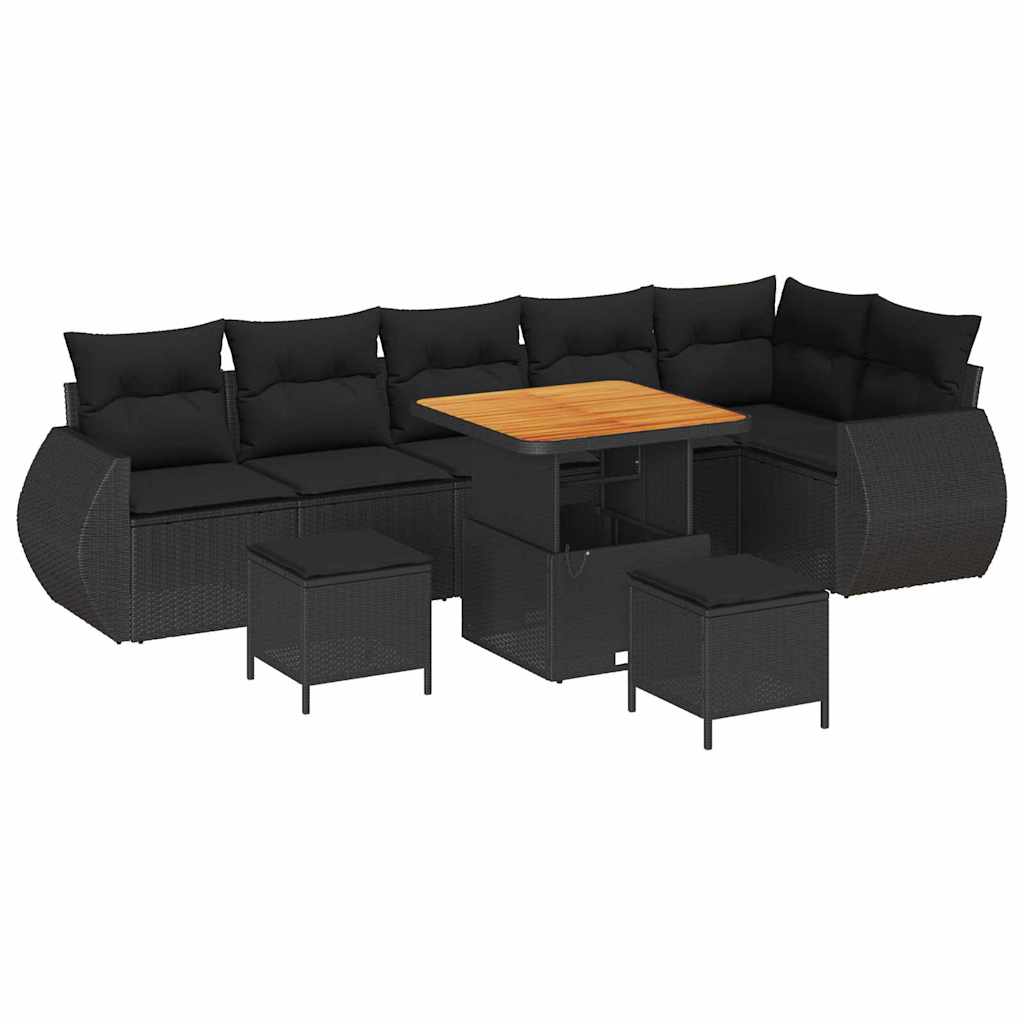 8721288420084_wbg-an-m_en_hd_5 vidaXL Garden Sofa Set Height-Adjustable 9 pcs Black Poly Rattan - Image 2