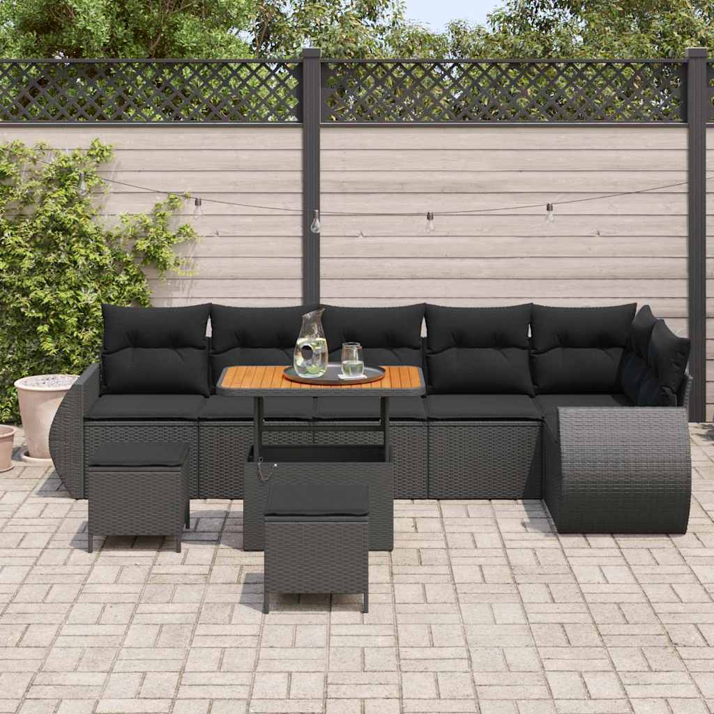8721288420138_mo-im_en_hd_2 vidaXL Garden Sofa Set Height-Adjustable 9 pcs Black Poly Rattan - Image 3