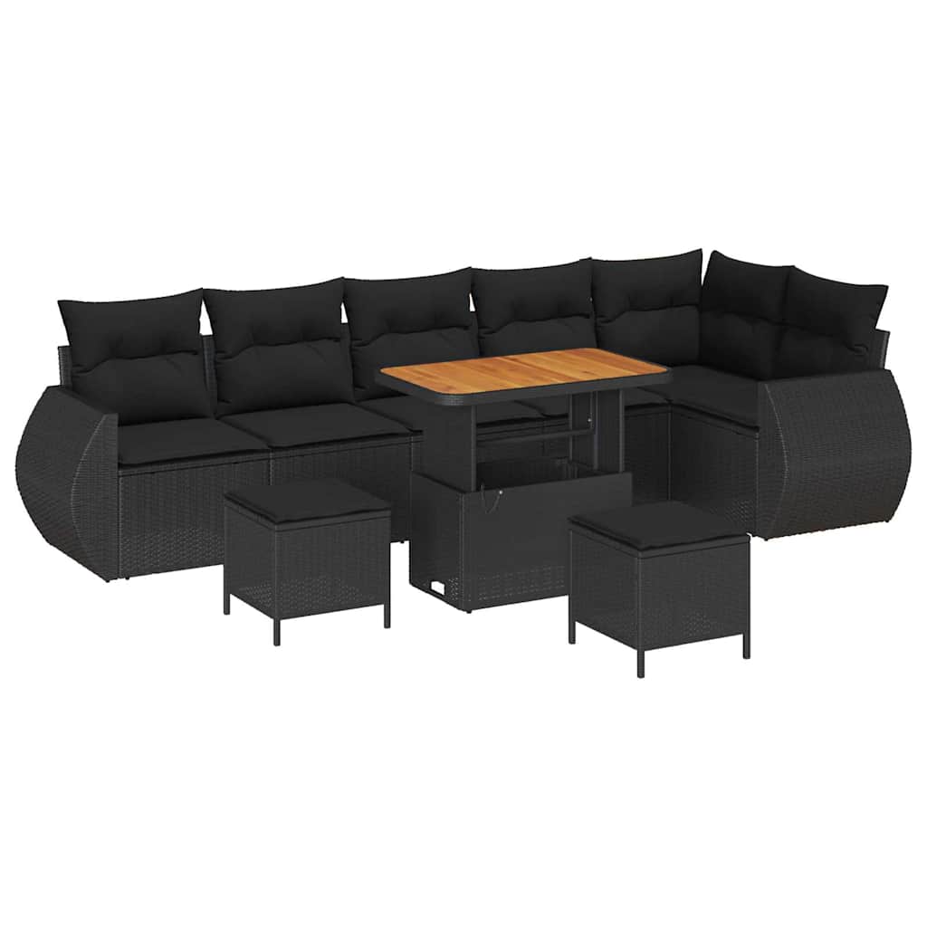 8721288420138_wbg-an-m_en_hd_5 vidaXL Garden Sofa Set Height-Adjustable 9 pcs Black Poly Rattan - Image 2