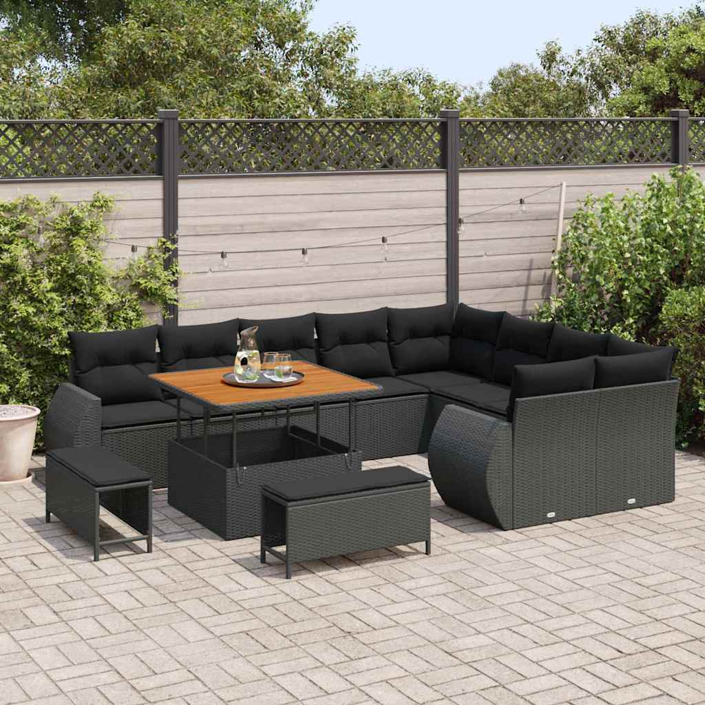 8721288420237_mo-im_en_hd_2 vidaXL Garden Sofa Set Height-Adjustable 12 pcs Black Poly Rattan - Image 3