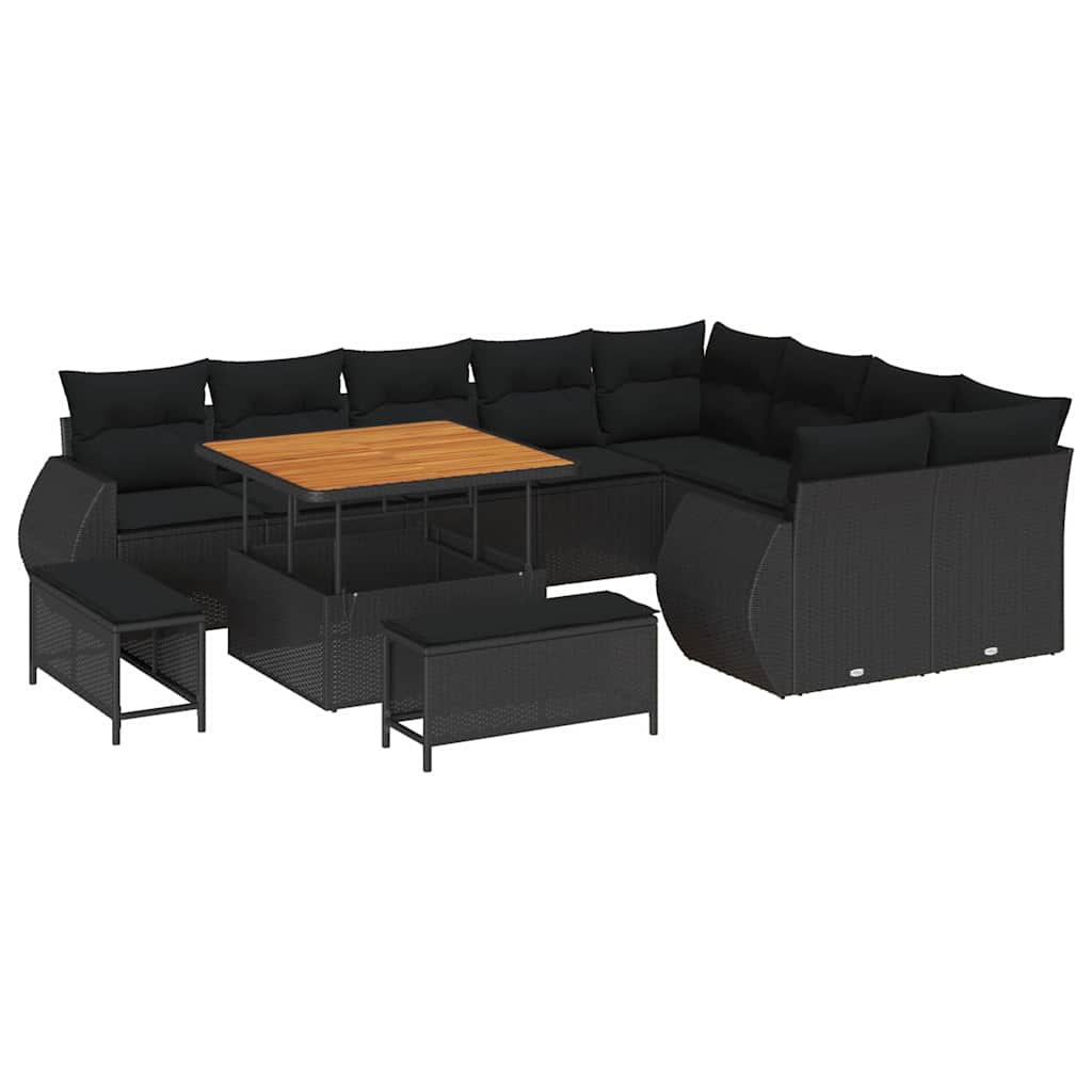 8721288420237_wbg-an-m_en_hd_5 vidaXL Garden Sofa Set Height-Adjustable 12 pcs Black Poly Rattan - Image 2