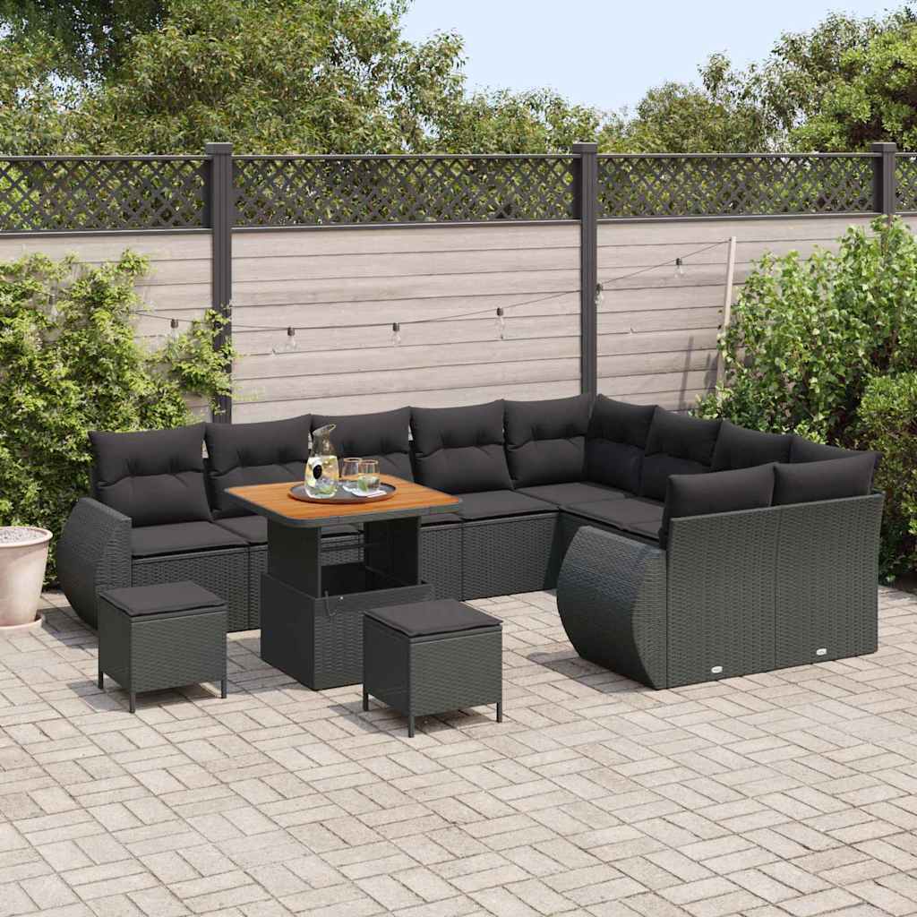 8721288420282_mo-im_en_hd_2 vidaXL Garden Sofa Set Height-Adjustable 12 pcs Black Poly Rattan - Image 3