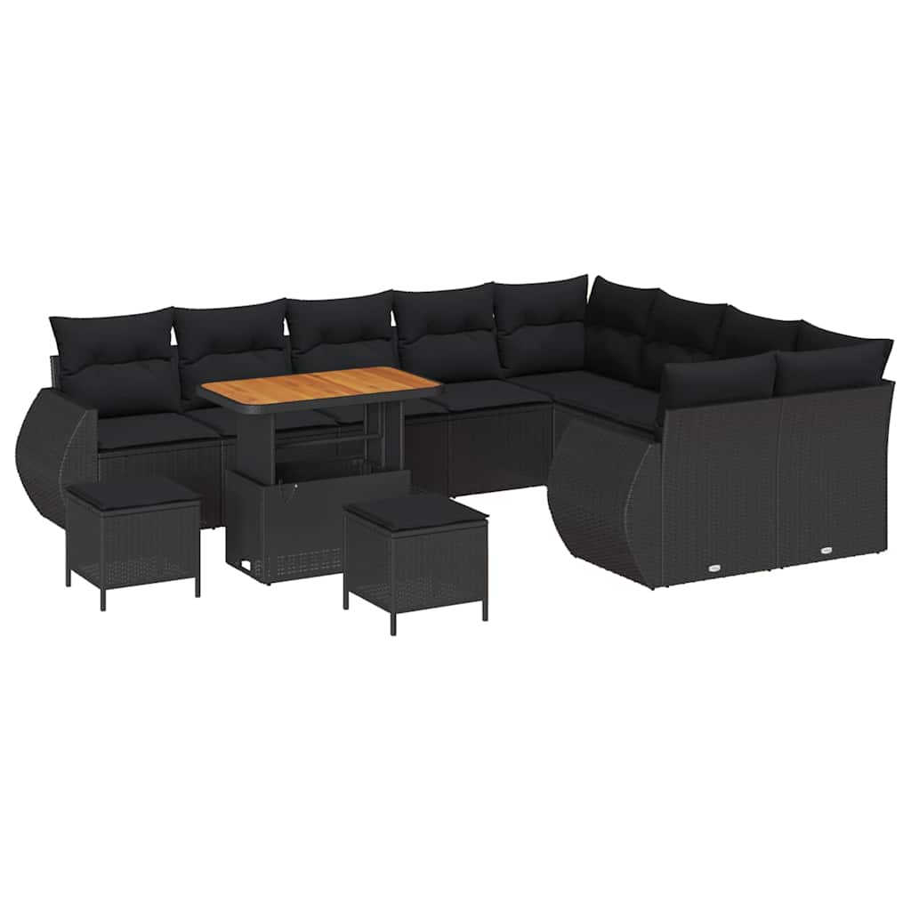 8721288420336_wbg-an-m_en_hd_5 vidaXL Garden Sofa Set Height-Adjustable 12 pcs Black Poly Rattan - Image 2