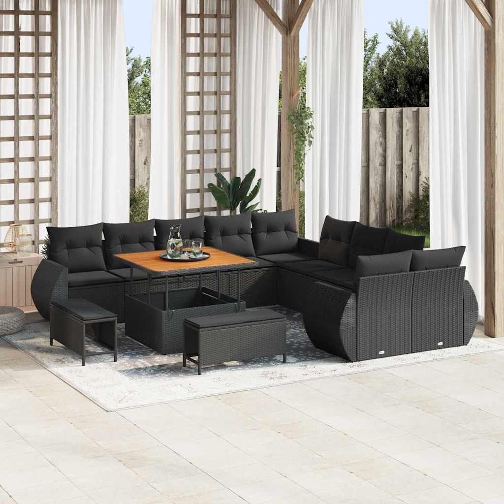 8721288420435_mo-im_en_hd_2 vidaXL Garden Sofa Set Height-Adjustable 13 pcs Black Poly Rattan - Image 3