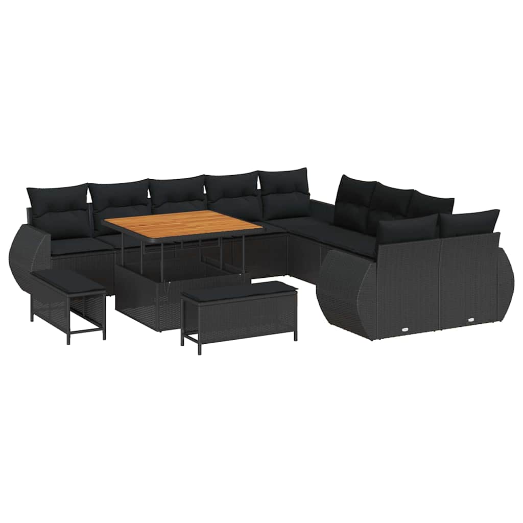 8721288420435_wbg-an-m_en_hd_4 vidaXL Garden Sofa Set Height-Adjustable 13 pcs Black Poly Rattan - Image 2