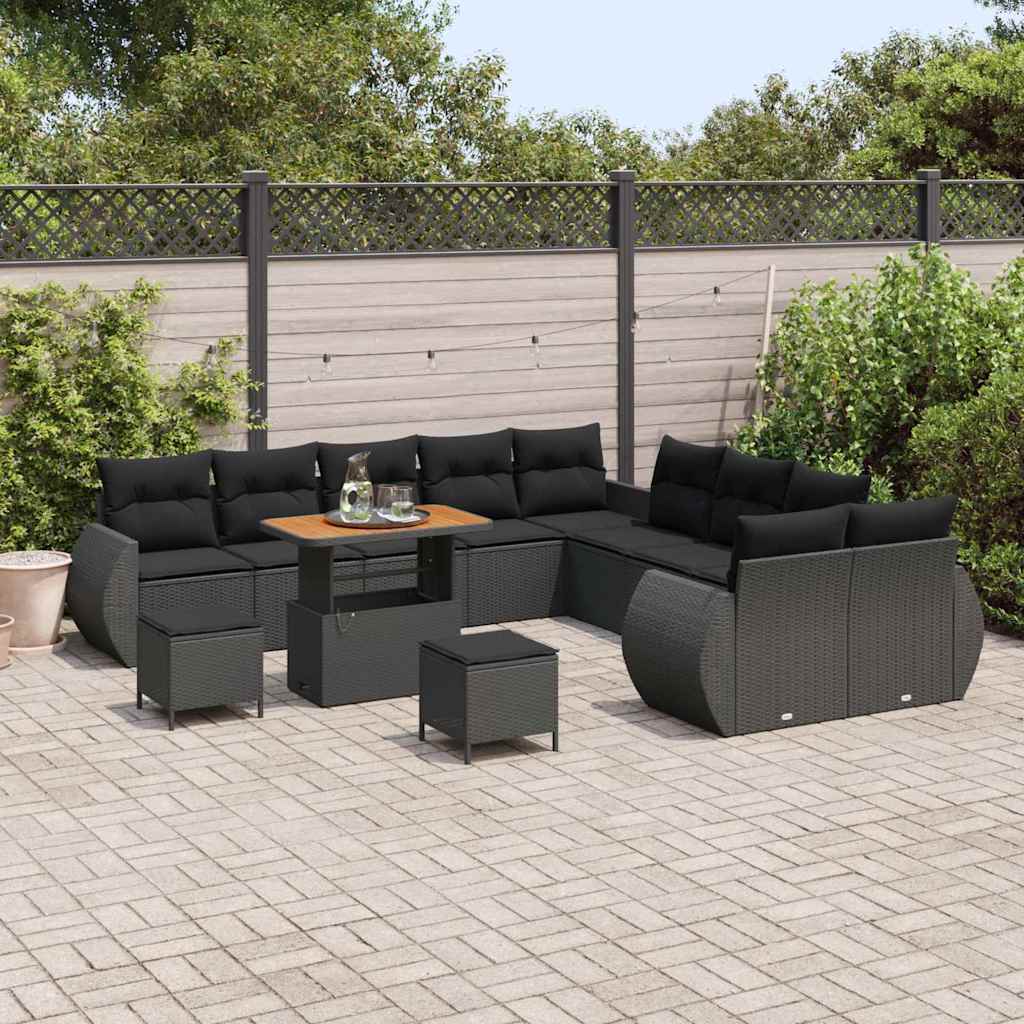 8721288420534_mo-im_en_hd_2 vidaXL Garden Sofa Set Height-Adjustable 13 pcs Black Poly Rattan - Image 3