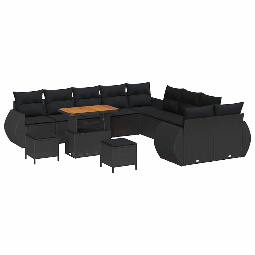 8721288420534_wbg-an-m_en_hd_4 vidaXL Garden Sofa Set Height-Adjustable 13 pcs Black Poly Rattan - Image 2