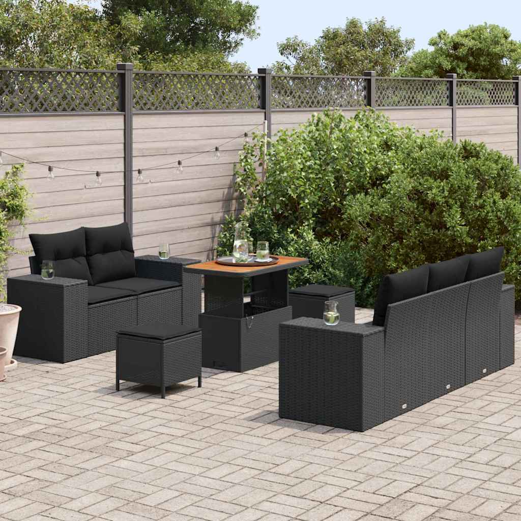 8721288420688_mo-im_en_hd_2 vidaXL Garden Sofa Set Height-Adjustable 8 pcs Black Poly Rattan - Image 3