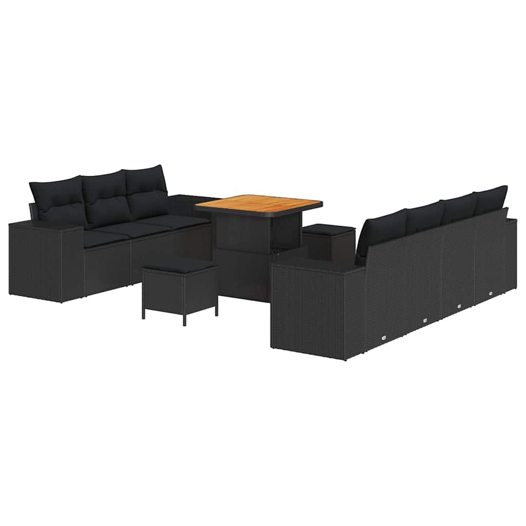 8721288420831_wbg-an-m_en_hd_4 vidaXL Garden Sofa Set Height-Adjustable 10 pcs Black Poly Rattan - Image 2