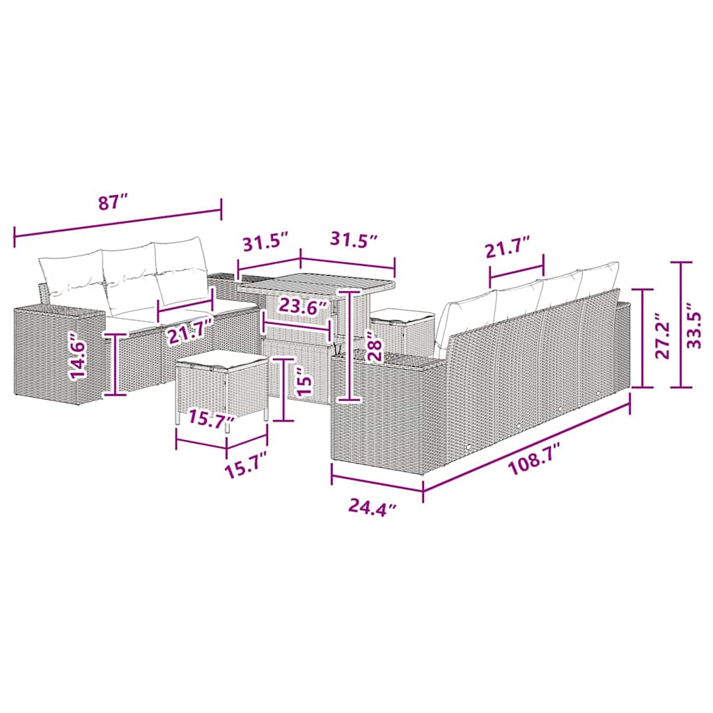 8721288420831_wbg-siz_en_hd_4 vidaXL Garden Sofa Set Height-Adjustable 10 pcs Black Poly Rattan - Image 12