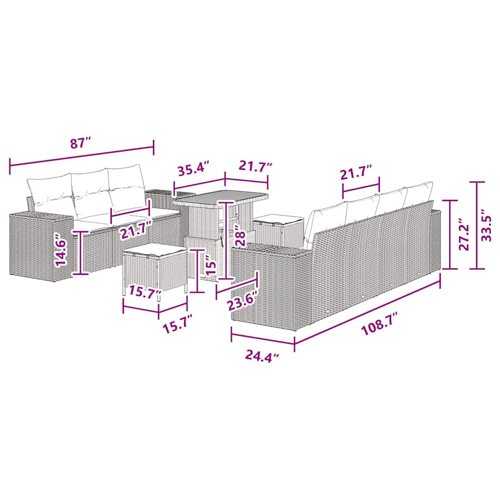8721288420886_wbg-siz_en_hd_4 vidaXL Garden Sofa Set Height-Adjustable 10 pcs Black Poly Rattan - Image 12