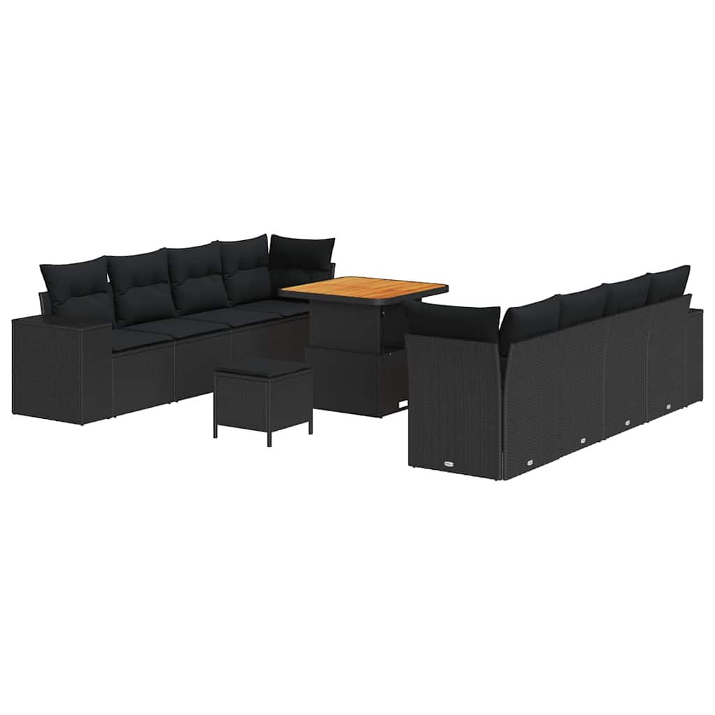 8721288420930_wbg-an-m_en_hd_5 vidaXL Garden Sofa Set Height-Adjustable 11 pcs Black Poly Rattan - Image 2
