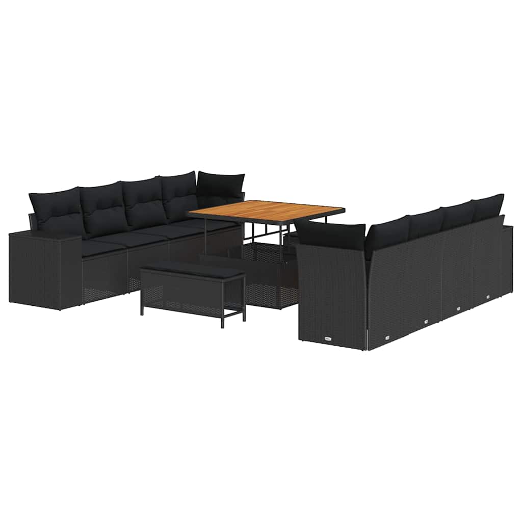 8721288421036_wbg-an-m_en_hd_5 vidaXL Garden Sofa Set Height-Adjustable 11 pcs Black Poly Rattan - Image 2