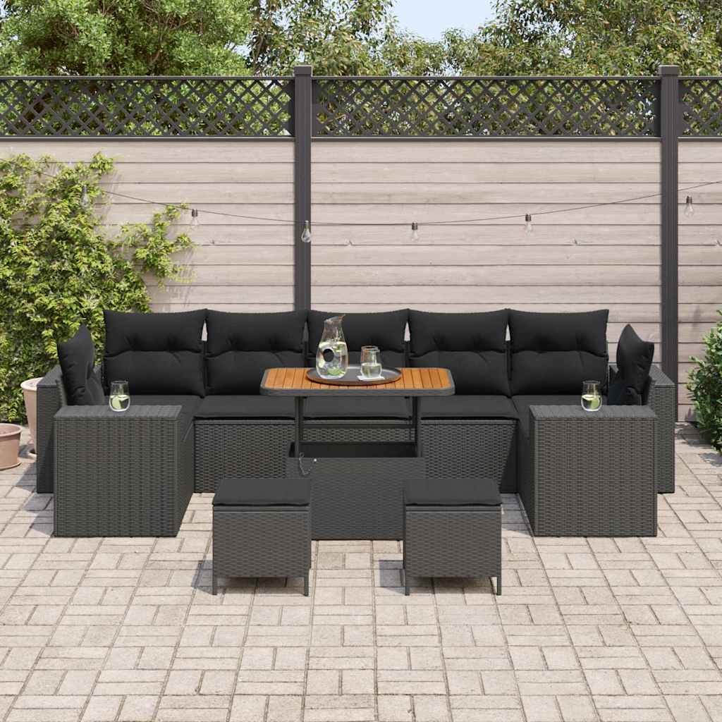 8721288421081_mo-im_en_hd_2 vidaXL Garden Sofa Set Height-Adjustable 10 pcs Black Poly Rattan - Image 3