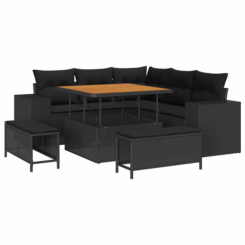 8721288421135_wbg-an-m_en_hd_5 vidaXL Garden Sofa Set Height-Adjustable 8 pcs Black Poly Rattan - Image 2