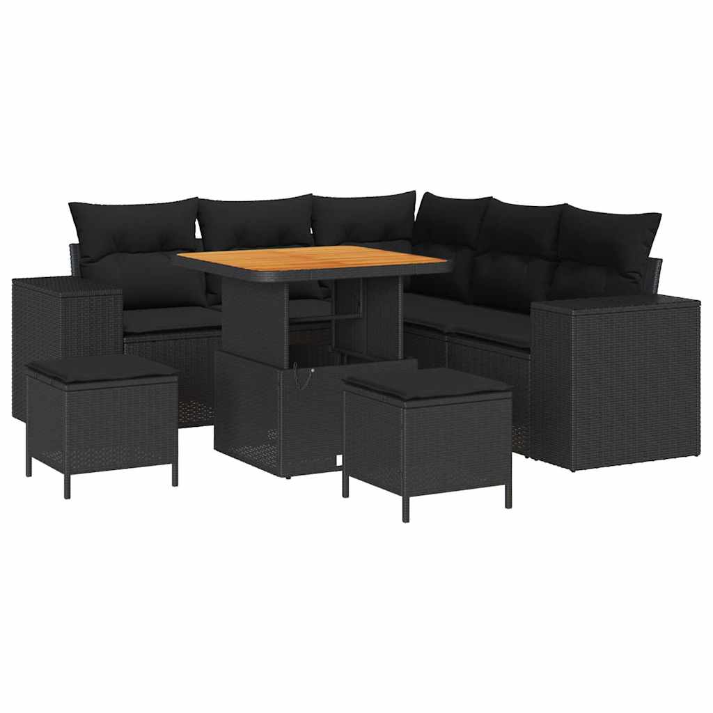 8721288421180_wbg-an-m_en_hd_5 vidaXL Garden Sofa Set Height-Adjustable 8 pcs Black Poly Rattan - Image 2