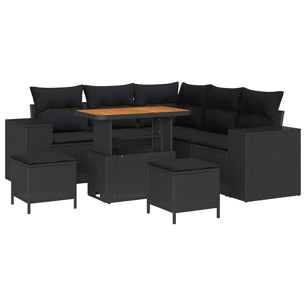 8721288421234_wbg-an-m_en_hd_5 vidaXL Garden Sofa Set Height-Adjustable 8 pcs Black Poly Rattan - Image 2