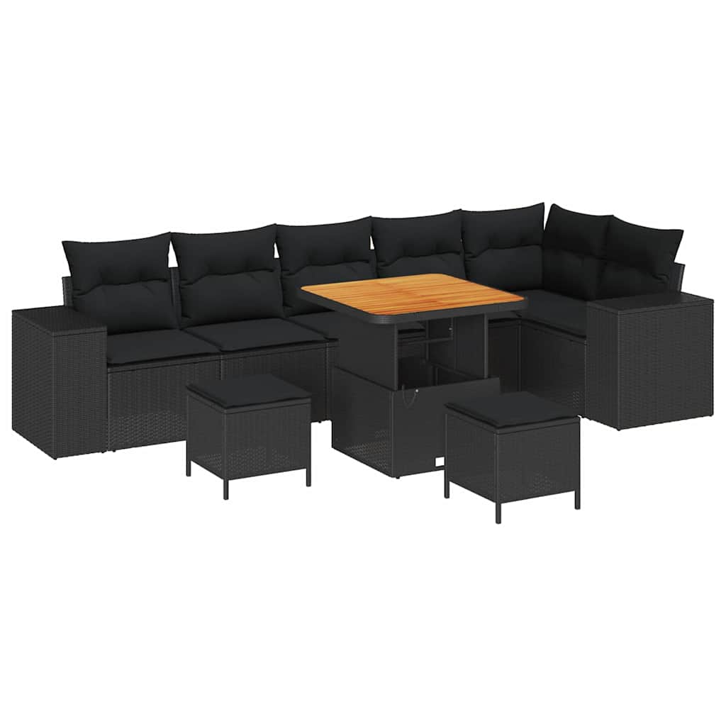 8721288421388_wbg-an-m_en_hd_5 vidaXL Garden Sofa Set Height-Adjustable 9 pcs Black Poly Rattan - Image 2