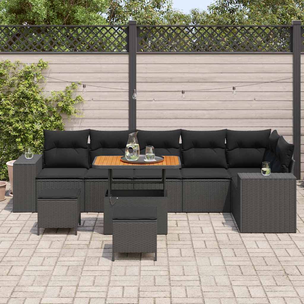 8721288421432_mo-im_en_hd_2 vidaXL Garden Sofa Set Height-Adjustable 9 pcs Black Poly Rattan - Image 3