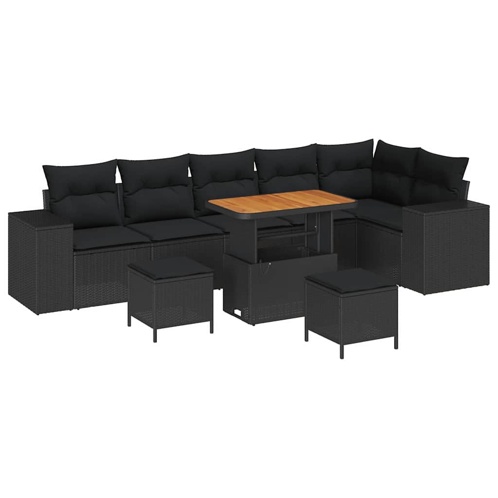 8721288421432_wbg-an-m_en_hd_5 vidaXL Garden Sofa Set Height-Adjustable 9 pcs Black Poly Rattan - Image 2