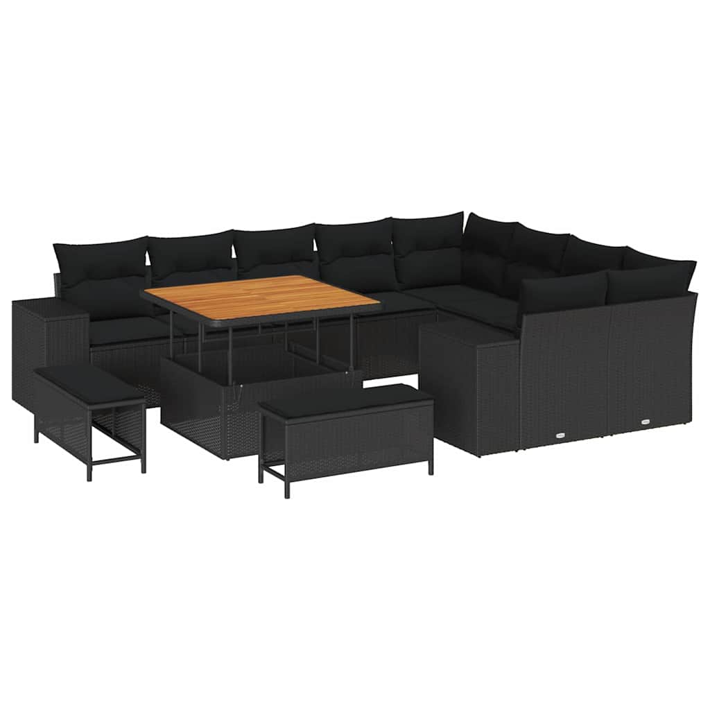 8721288421531_wbg-an-m_en_hd_5 vidaXL Garden Sofa Set Height-Adjustable 12 pcs Black Poly Rattan - Image 2