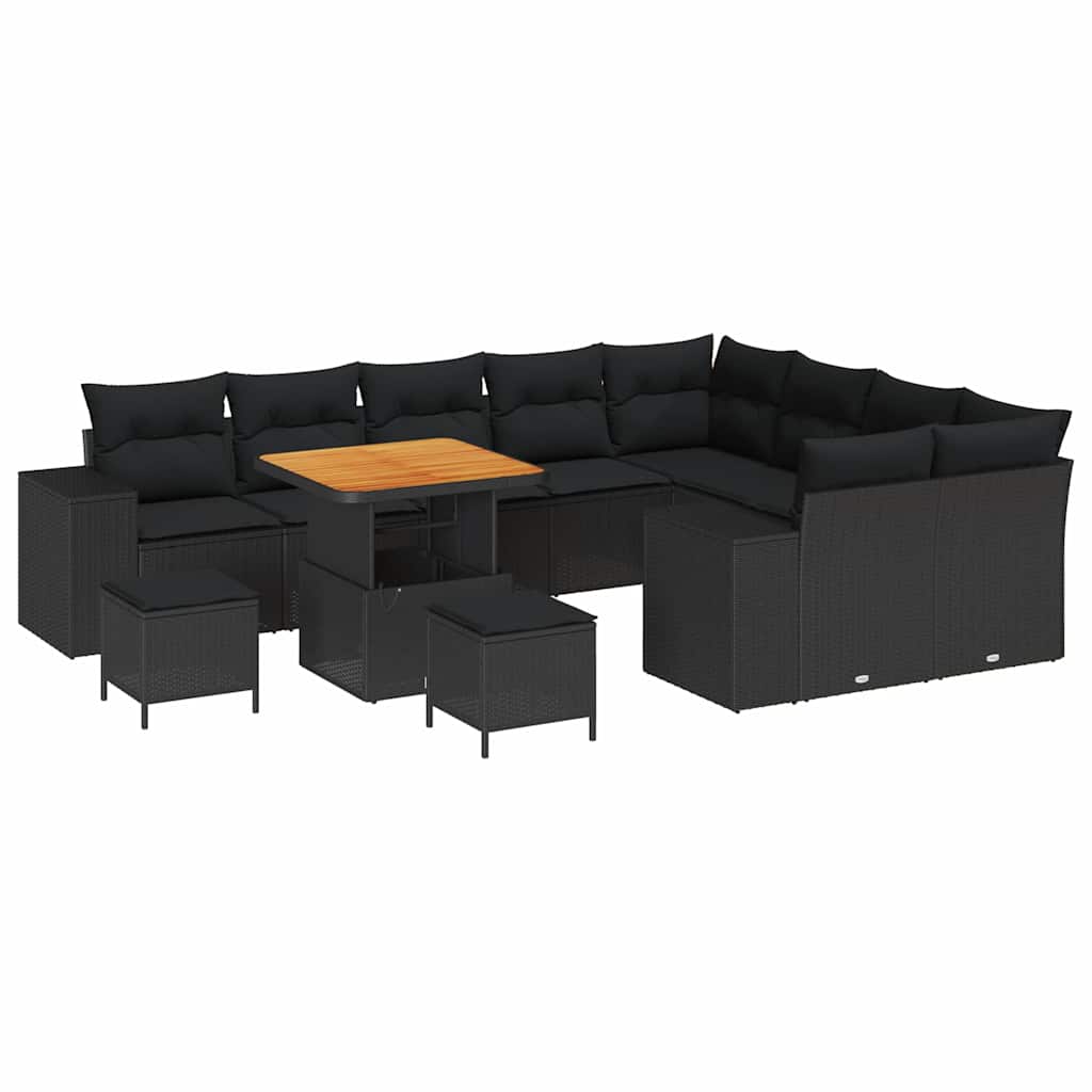 8721288421586_wbg-an-m_en_hd_5 vidaXL Garden Sofa Set Height-Adjustable 12 pcs Black Poly Rattan - Image 2