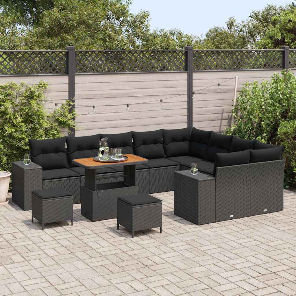 8721288421630_mo-im_en_hd_2 vidaXL Garden Sofa Set Height-Adjustable 12 pcs Black Poly Rattan - Image 3