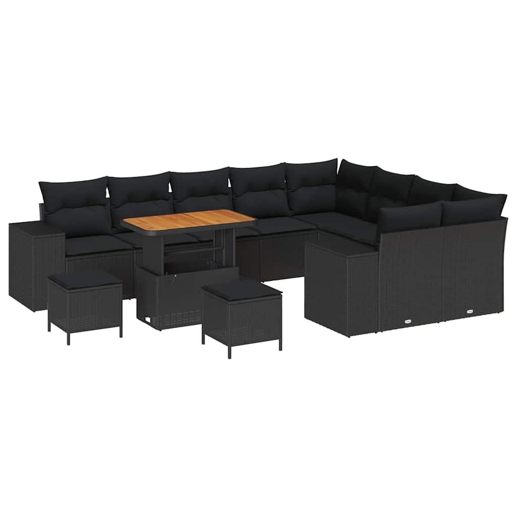 8721288421630_wbg-an-m_en_hd_5 vidaXL Garden Sofa Set Height-Adjustable 12 pcs Black Poly Rattan - Image 2