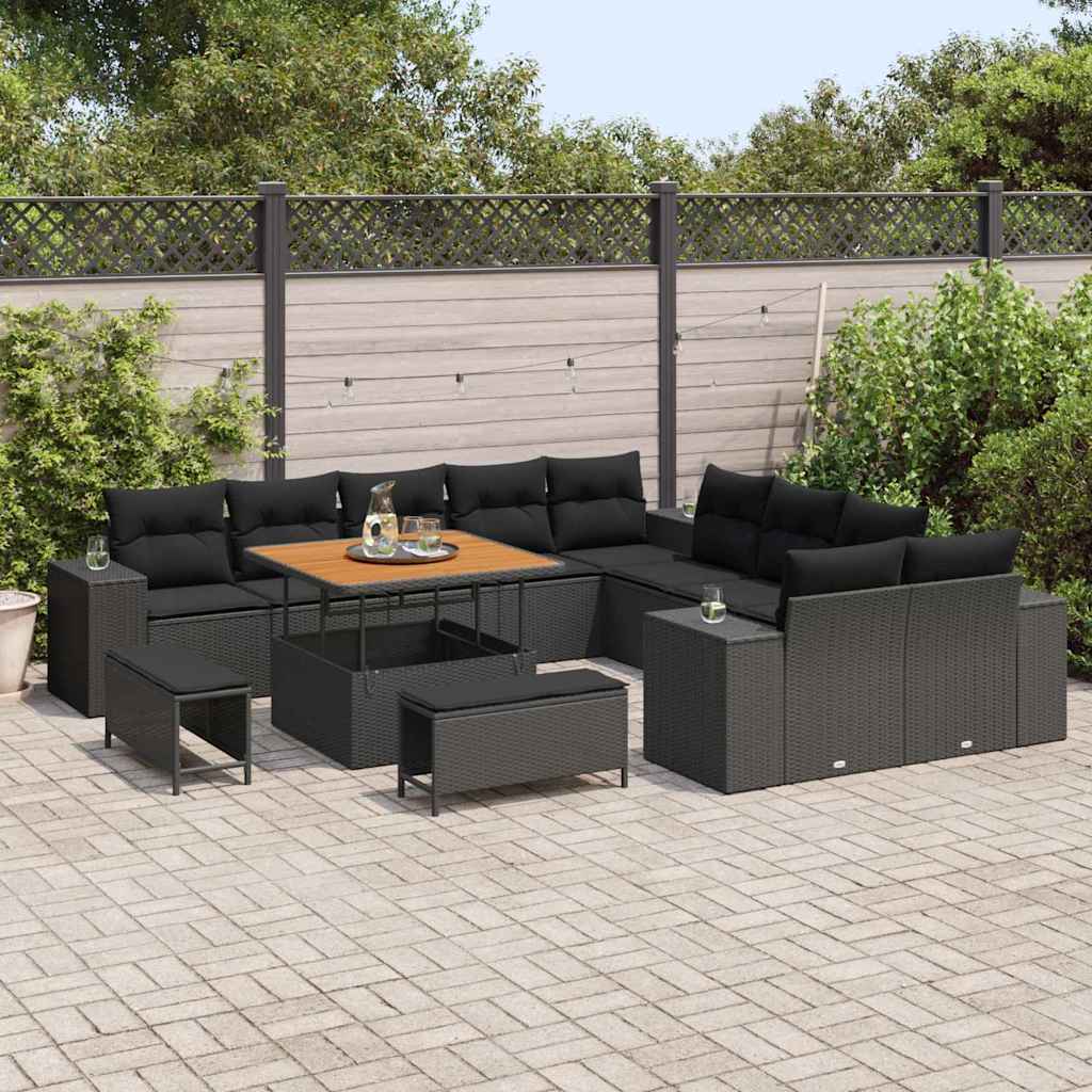 8721288421739_mo-im_en_hd_2 vidaXL Garden Sofa Set Height-Adjustable 13 pcs Black Poly Rattan - Image 3