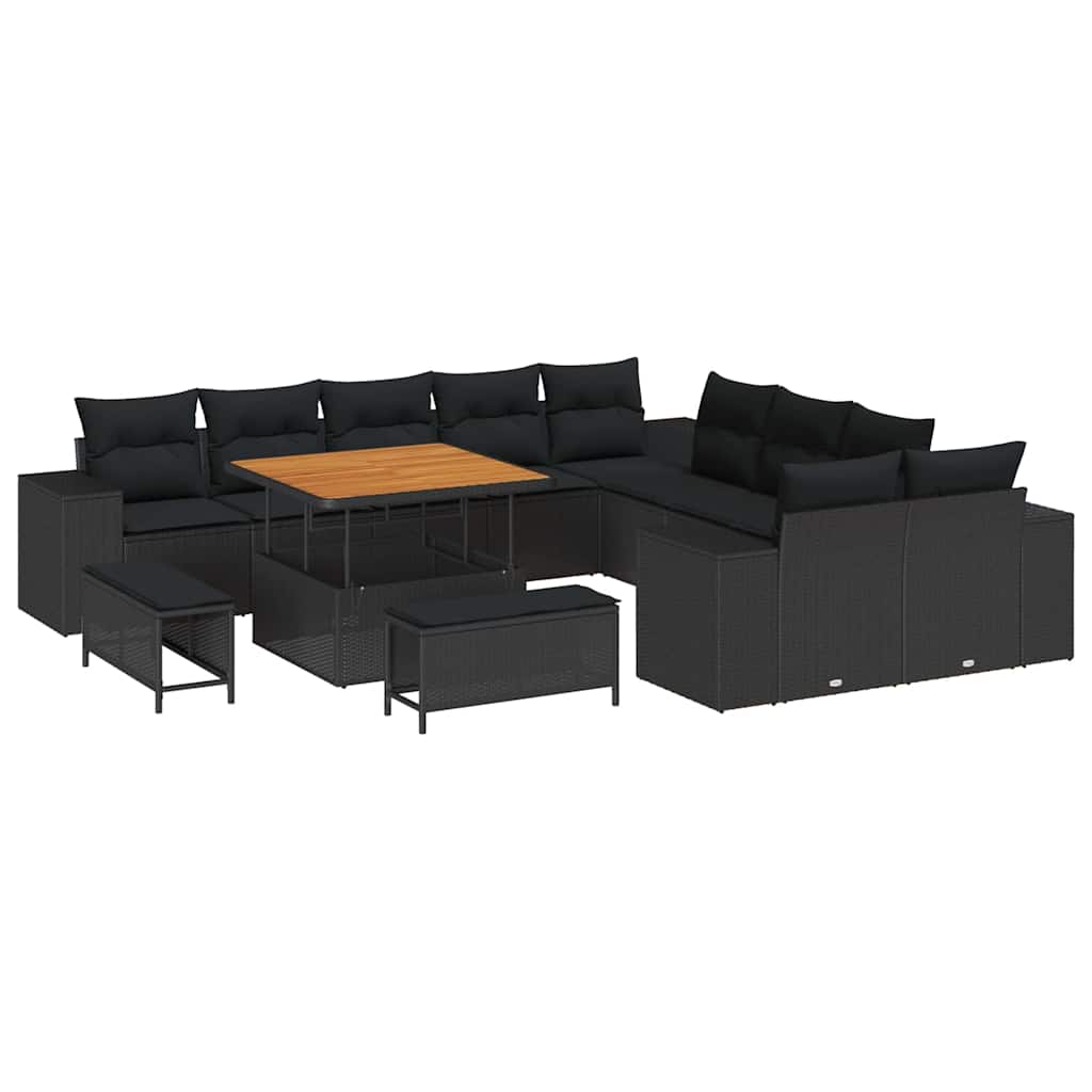 8721288421739_wbg-an-m_en_hd_4 vidaXL Garden Sofa Set Height-Adjustable 13 pcs Black Poly Rattan - Image 2
