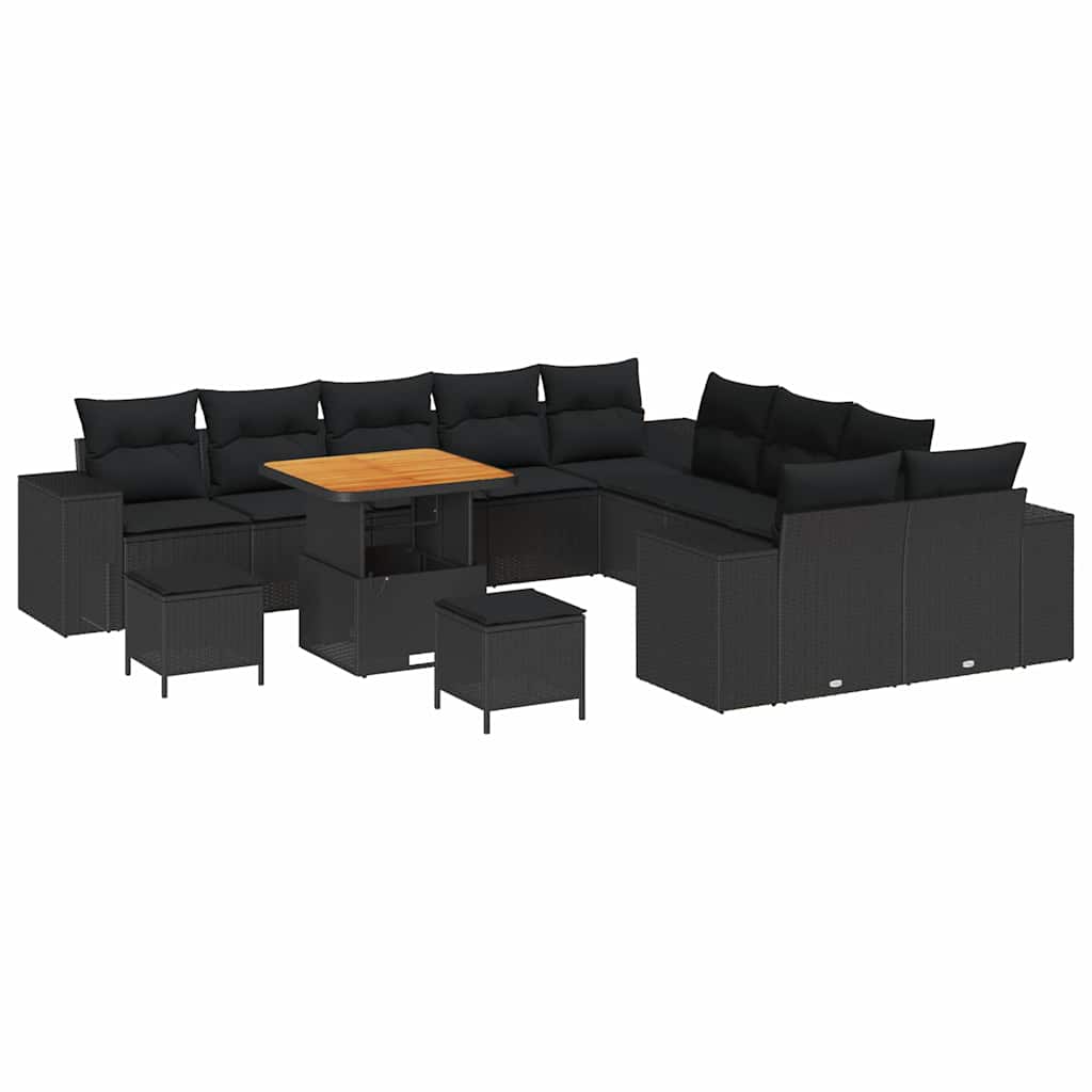 8721288421784_wbg-an-m_en_hd_4 vidaXL Garden Sofa Set Height-Adjustable 13 pcs Black Poly Rattan - Image 2