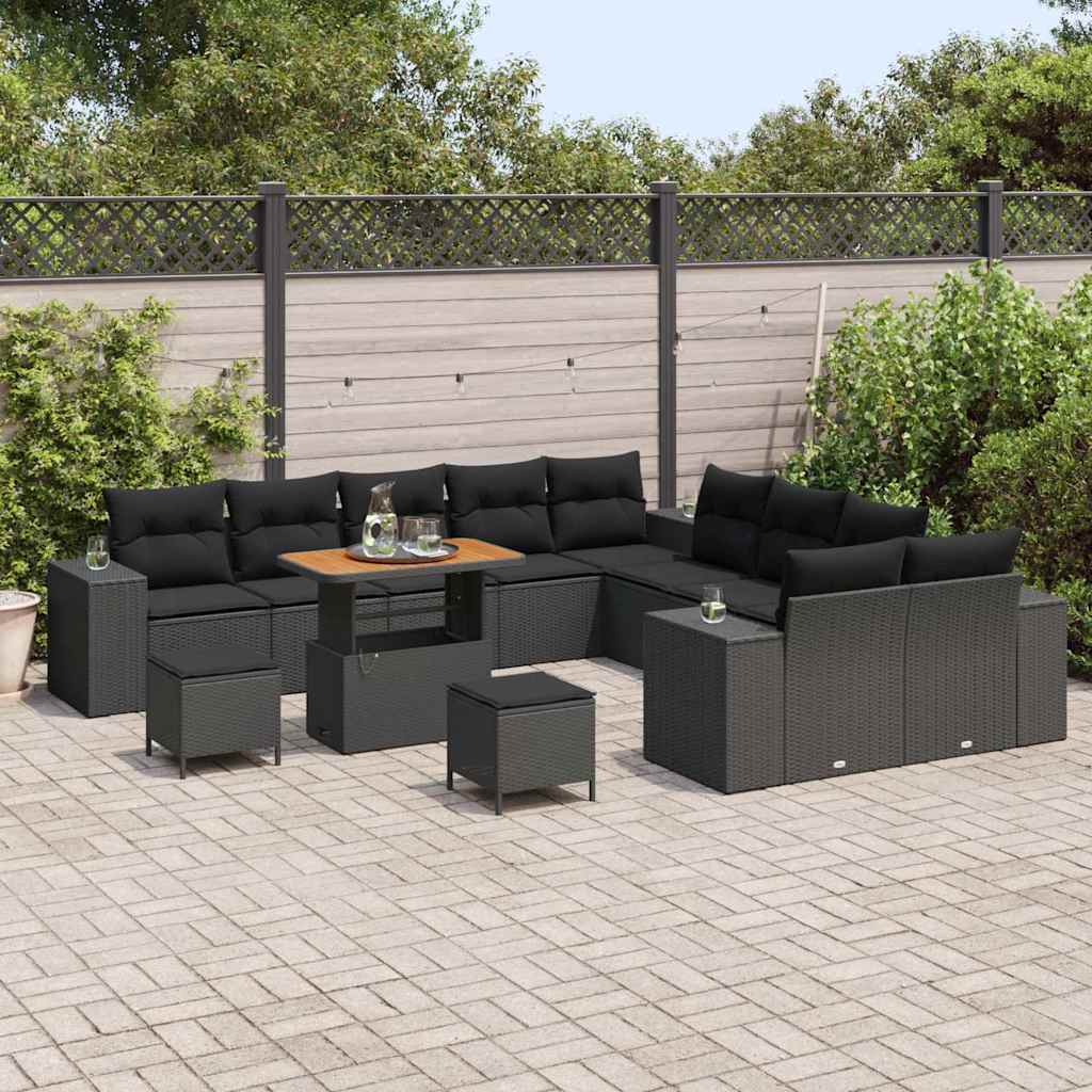 8721288421838_mo-im_en_hd_2 vidaXL Garden Sofa Set Height-Adjustable 13 pcs Black Poly Rattan - Image 3