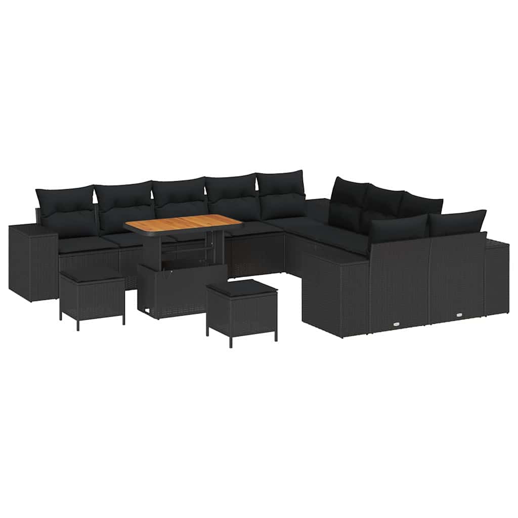 8721288421838_wbg-an-m_en_hd_4 vidaXL Garden Sofa Set Height-Adjustable 13 pcs Black Poly Rattan - Image 2