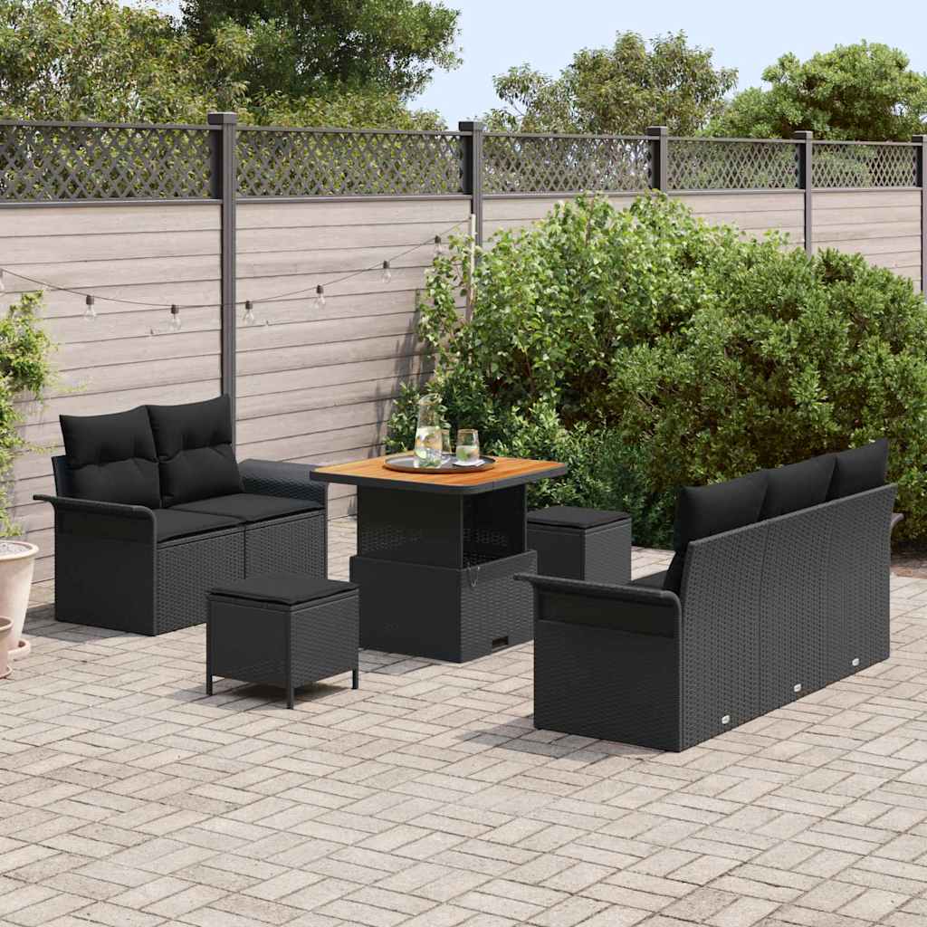 8721288421937_mo-im_en_hd_2 vidaXL Garden Sofa Set Height-Adjustable 8 pcs Black Poly Rattan - Image 3