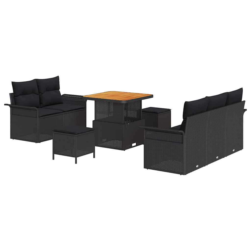 8721288421937_wbg-an-m_en_hd_4 vidaXL Garden Sofa Set Height-Adjustable 8 pcs Black Poly Rattan - Image 2