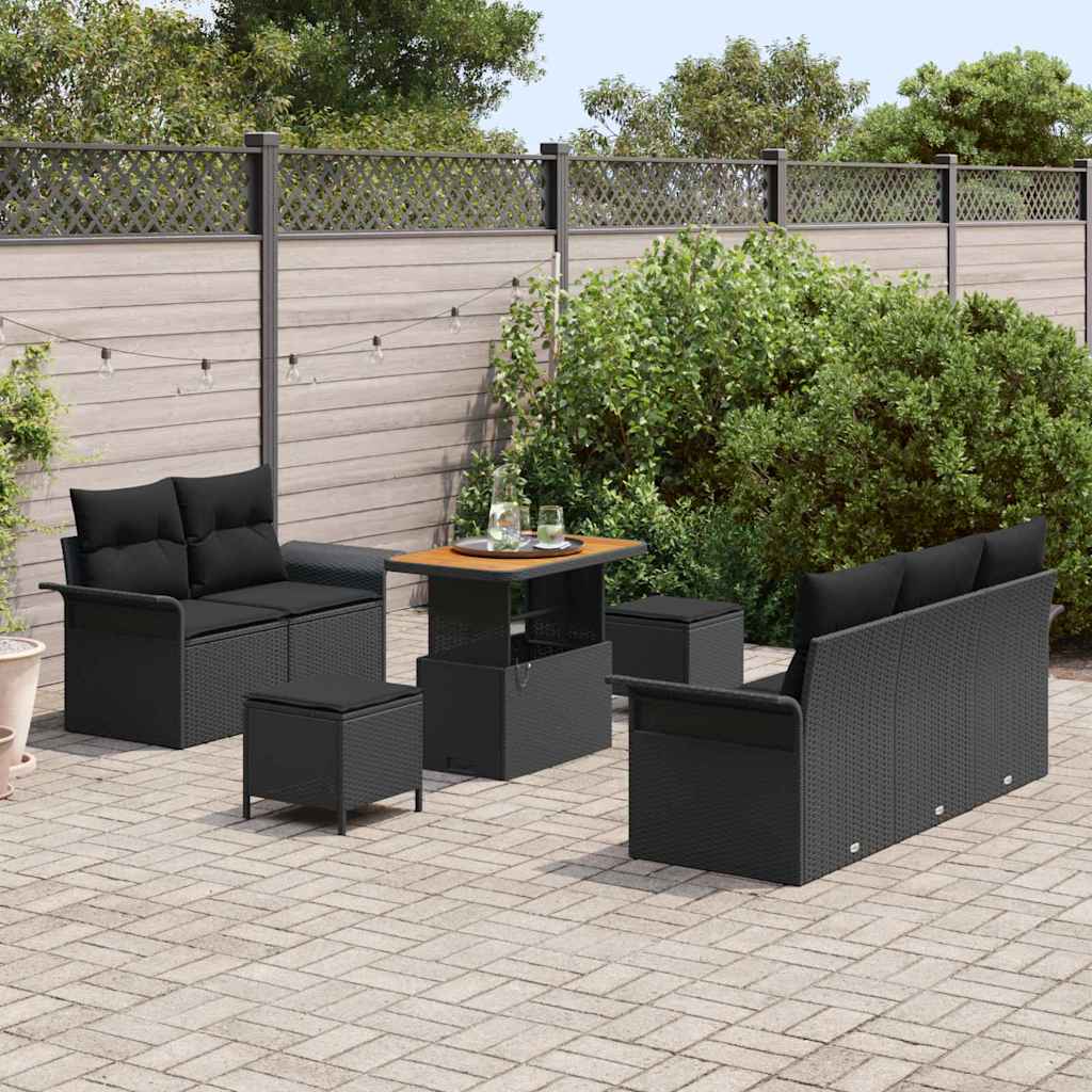 8721288421982_mo-im_en_hd_2 vidaXL Garden Sofa Set Height-Adjustable 8 pcs Black Poly Rattan - Image 3
