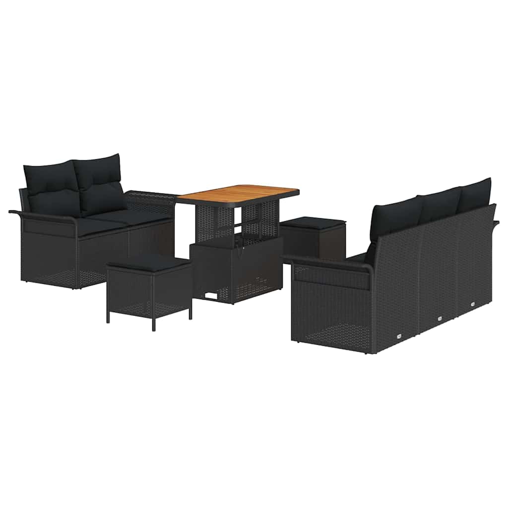 8721288421982_wbg-an-m_en_hd_4 vidaXL Garden Sofa Set Height-Adjustable 8 pcs Black Poly Rattan - Image 2
