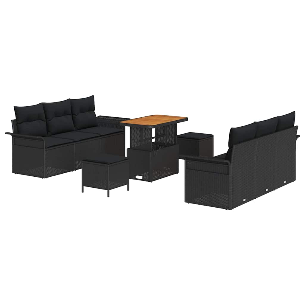 8721288422088_wbg-an-m_en_hd_4 vidaXL Garden Sofa Set Height-Adjustable 9 pcs Black Poly Rattan - Image 2