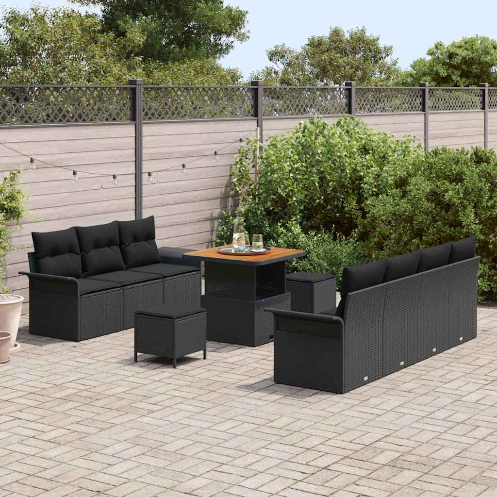 8721288422132_mo-im_en_hd_2 vidaXL Garden Sofa Set Height-Adjustable 10 pcs Black Poly Rattan - Image 3