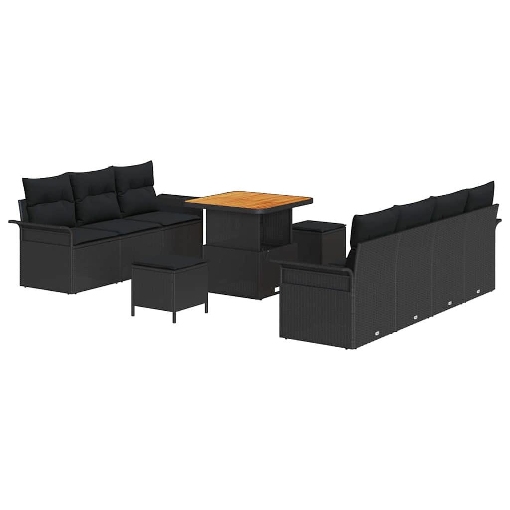 8721288422132_wbg-an-m_en_hd_4 vidaXL Garden Sofa Set Height-Adjustable 10 pcs Black Poly Rattan - Image 2