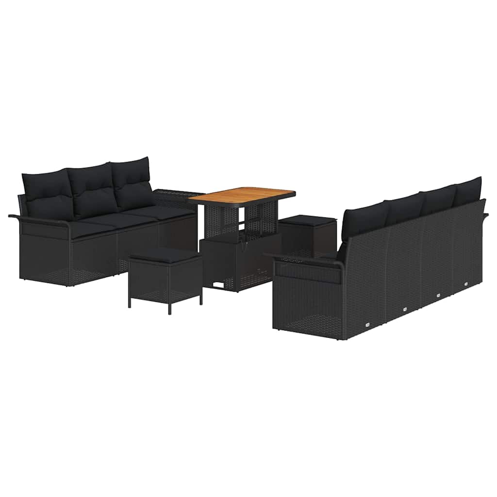 8721288422187_wbg-an-m_en_hd_4 vidaXL Garden Sofa Set Height-Adjustable 10 pcs Black Poly Rattan - Image 2