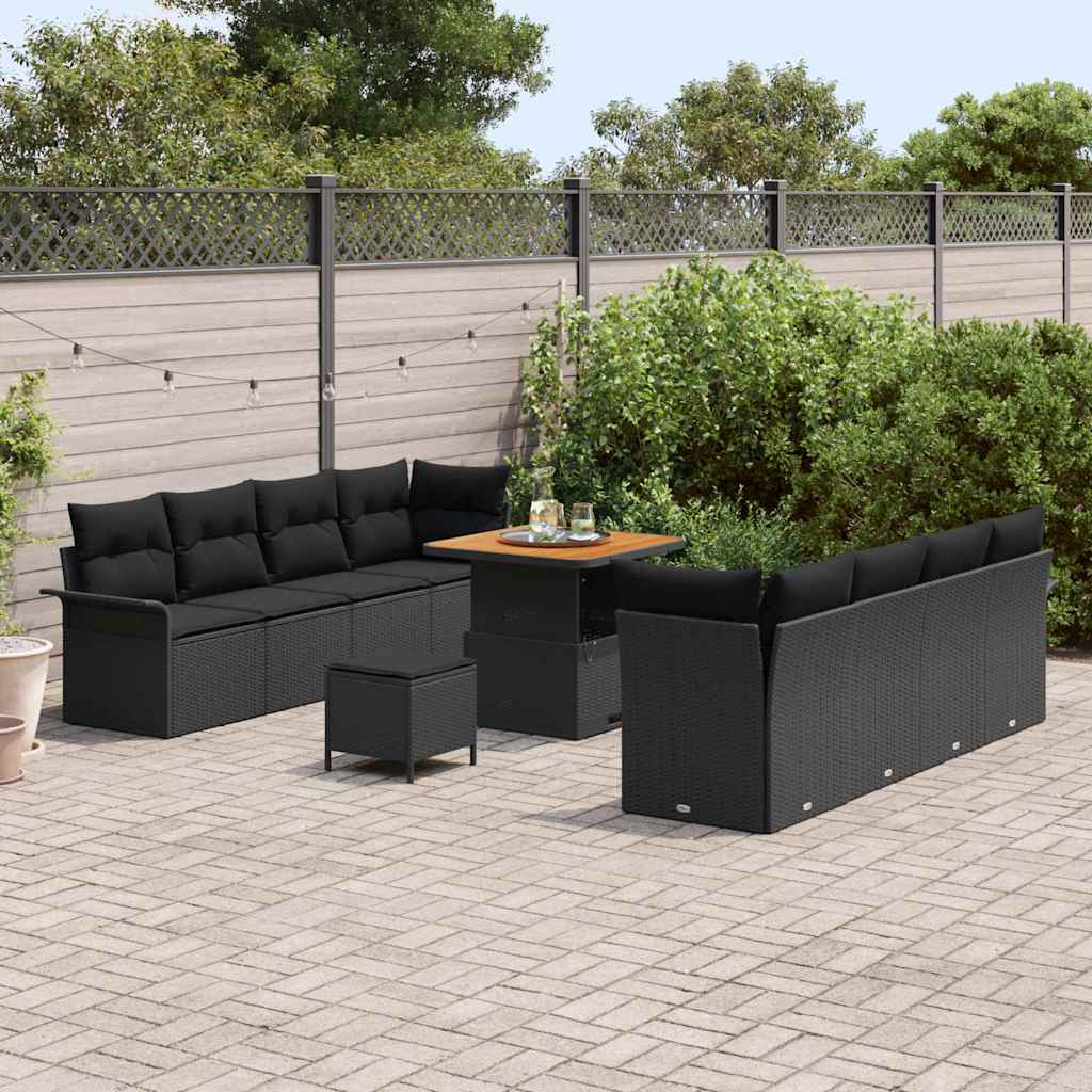 8721288422231_mo-im_en_hd_2 vidaXL Garden Sofa Set Height-Adjustable 11 pcs Black Poly Rattan - Image 3