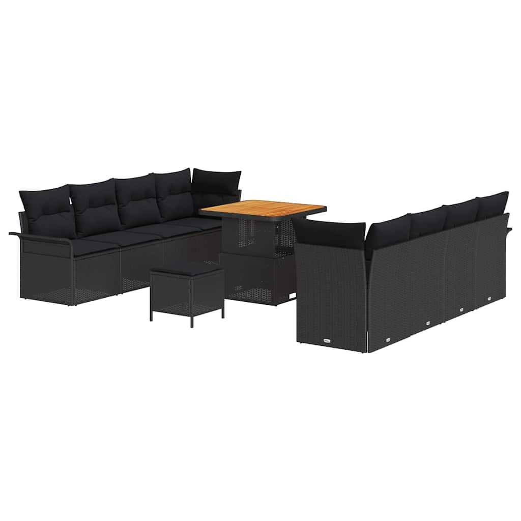 8721288422231_wbg-an-m_en_hd_5 vidaXL Garden Sofa Set Height-Adjustable 11 pcs Black Poly Rattan - Image 2