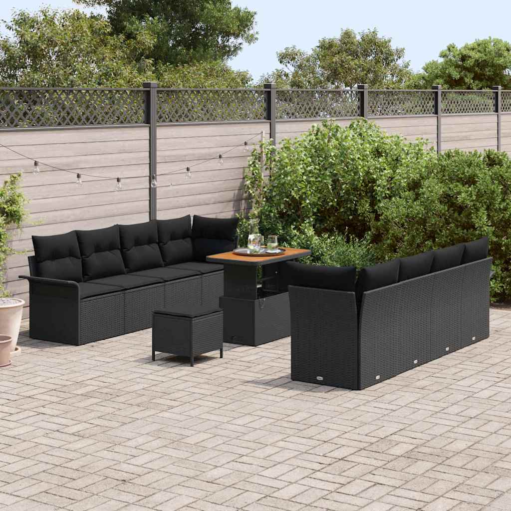 8721288422286_mo-im_en_hd_2 vidaXL Garden Sofa Set Height-Adjustable 11 pcs Black Poly Rattan - Image 3