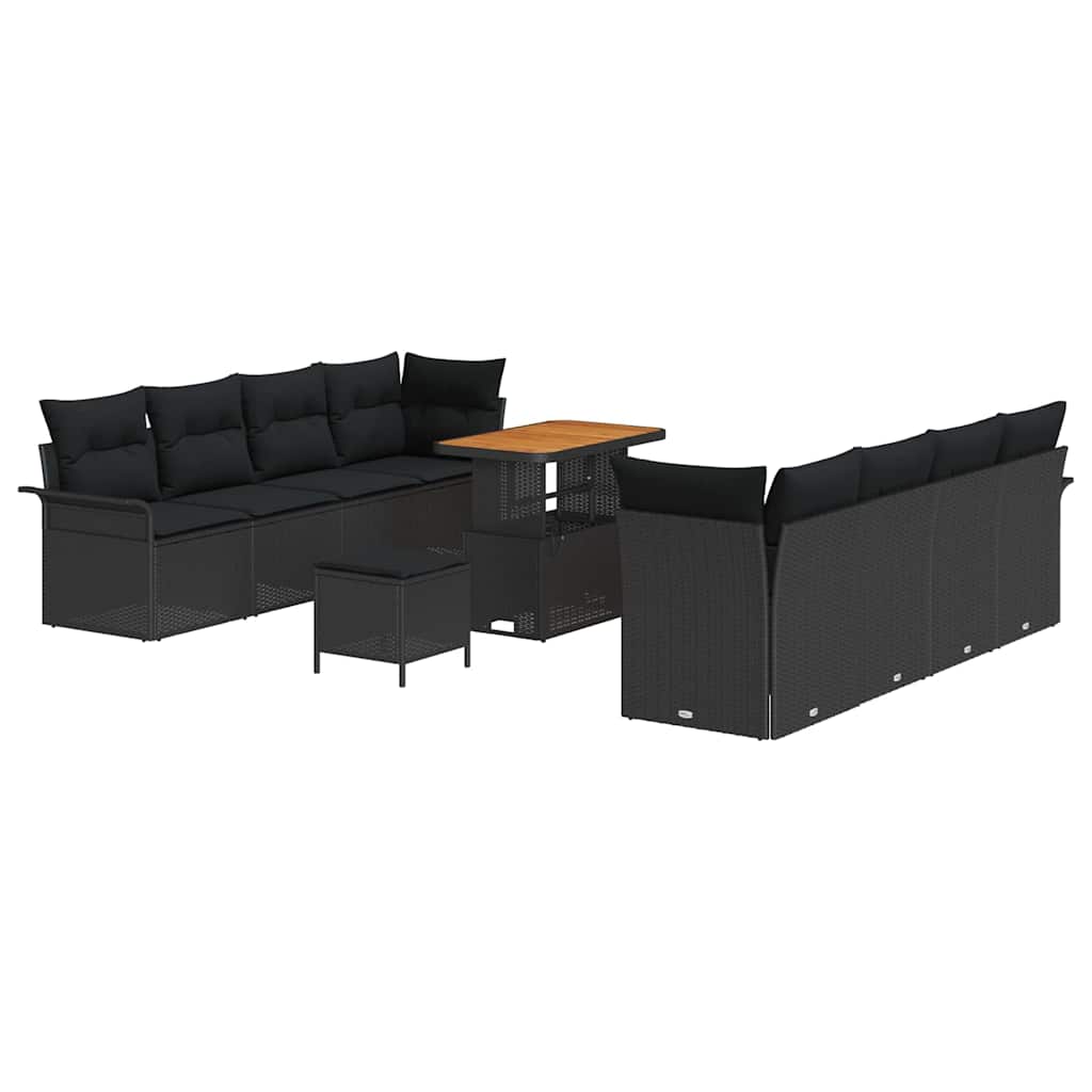 8721288422286_wbg-an-m_en_hd_5 vidaXL Garden Sofa Set Height-Adjustable 11 pcs Black Poly Rattan - Image 2