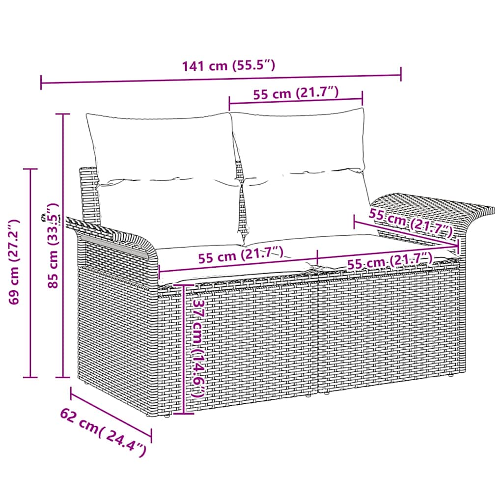 8721288422286_wbg-siz_en_hd_3 vidaXL Garden Sofa Set Height-Adjustable 11 pcs Black Poly Rattan - Image 12