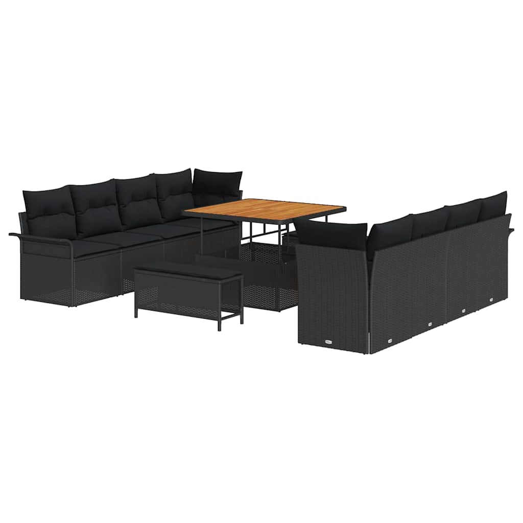 8721288422330_wbg-an-m_en_hd_5 vidaXL Garden Sofa Set Height-Adjustable 11 pcs Black Poly Rattan - Image 2