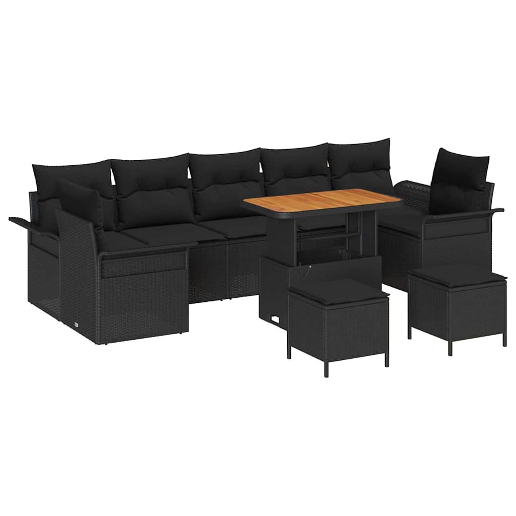 8721288422385_wbg-an-m_en_hd_4 vidaXL Garden Sofa Set Height-Adjustable 10 pcs Black Poly Rattan - Image 2